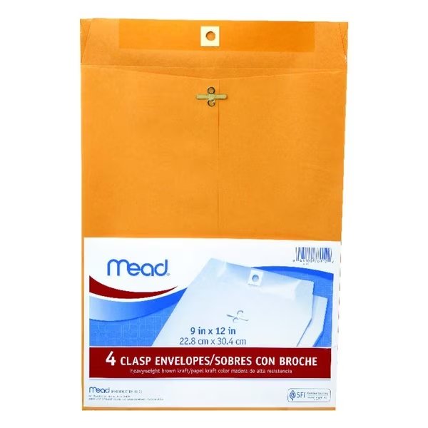 9 in. W X 12 in. L Other Brown Envelopes , 4PK, Mead, Mfr#: 76012